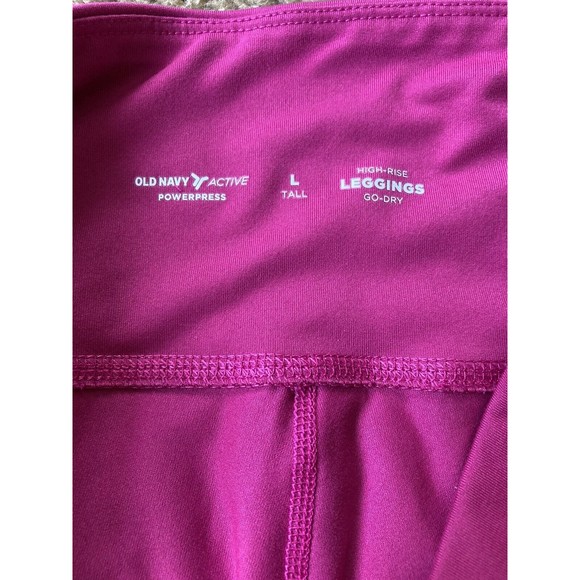 Old Navy Active Womens Powerpress Leggings Pants Pink High Rise Go-Dry L Tall - Picture 6 of 10